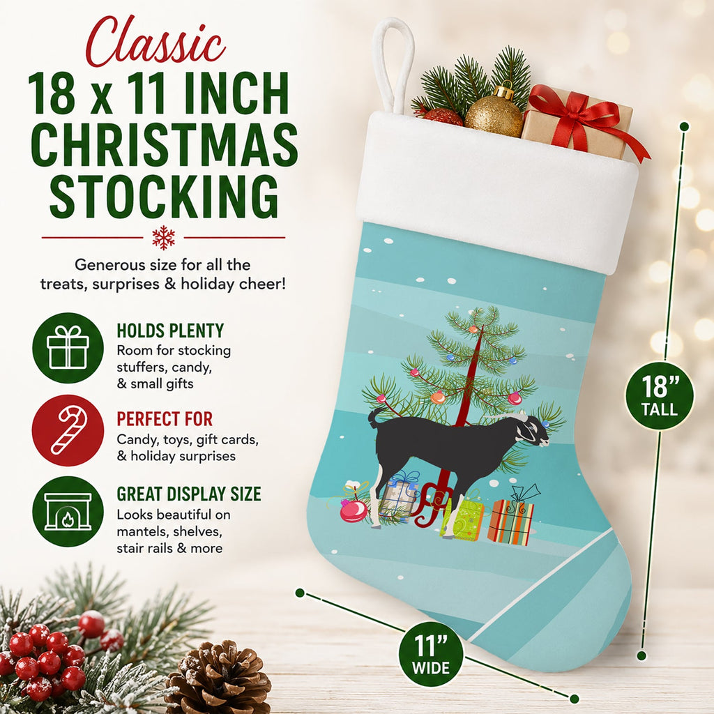Black Bengal Goat Christmas Holiday Stocking Double-Sided Print, Polyester Suede,11x18, Made in USA