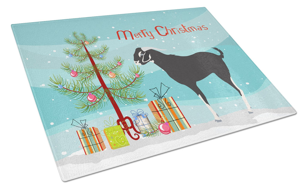 Black Bengal Goat Christmas Cutting Board Tempered Glass Kitchen Cutting Surface, Heat Resistant Chopping, Non-Slip Feet, Food Prep & Serving