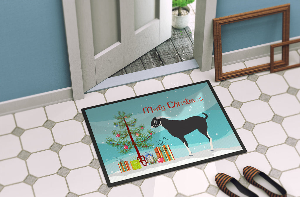 Black Bengal Goat Christmas Doormat Indoor Outdoor 18H X 27W Front Door Mat Rugs for Entryway, Non Slip Washable