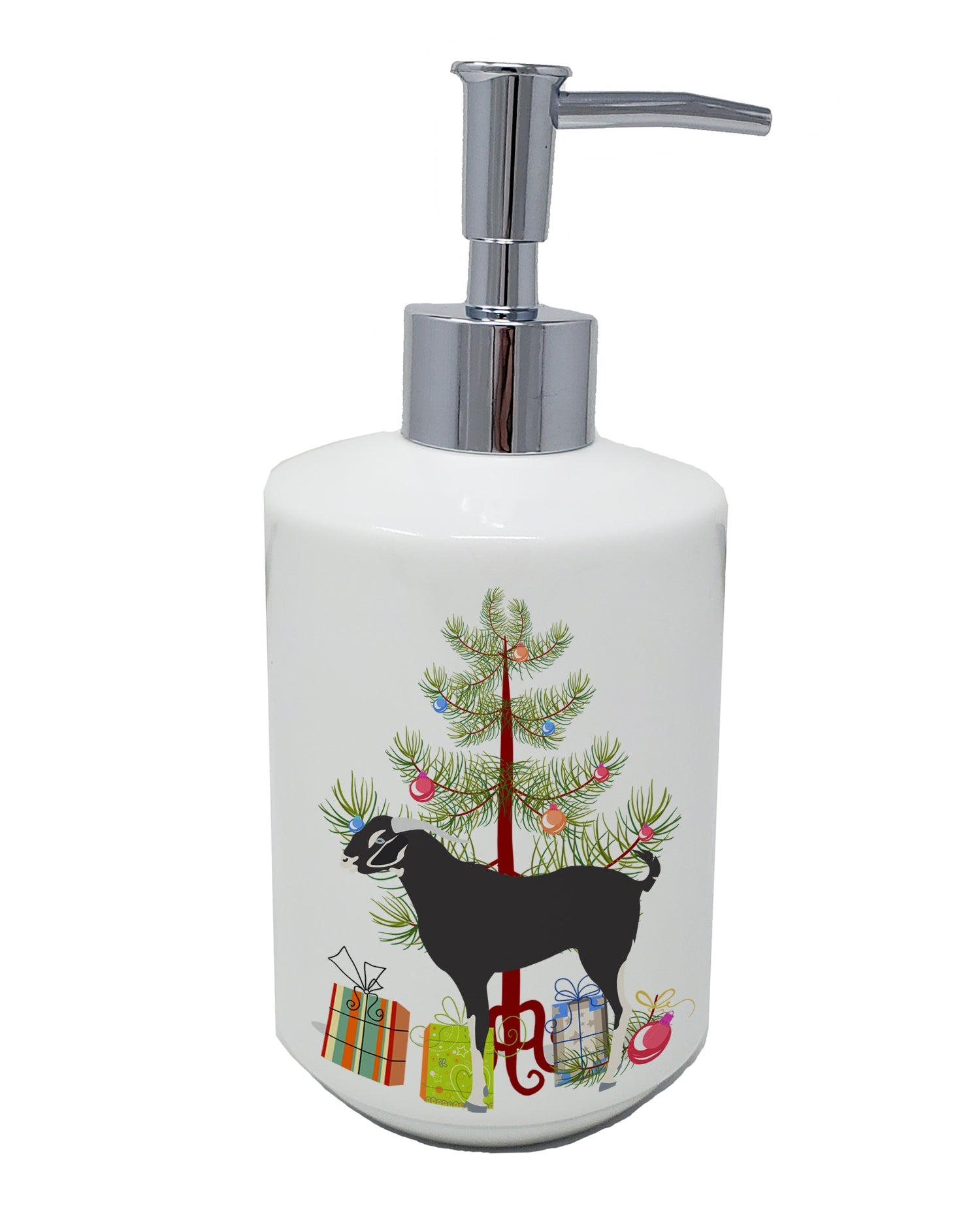 Black Bengal Goat Christmas Ceramic Soap Dispenser , Empty Refillable Hand Soap Pump Bottle for Bathroom Kitchen