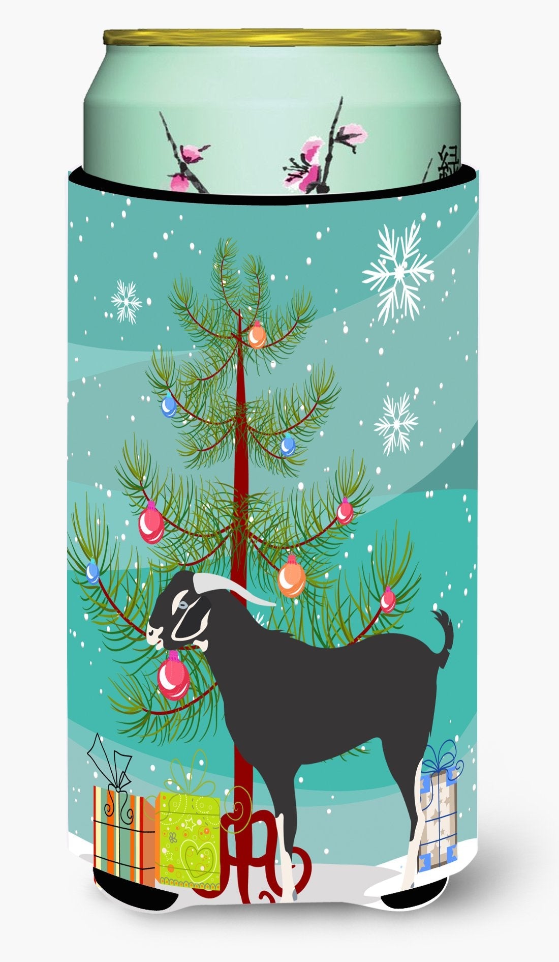 Black Bengal Goat Christmas Tall Boy Hugger Can Cooler Sleeve Machine Washable Drink Collapsible Insulator Beverage Insulated Holder