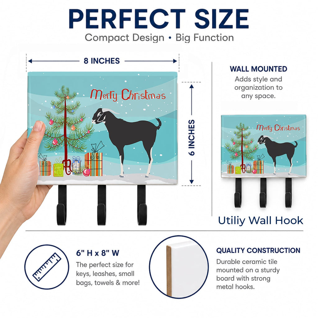 Black Bengal Goat Christmas Leash or Key Holder Wall Hooks, Coat Rack Wall Mount, for Hanging Keys, Towels, Aprons, Leashes