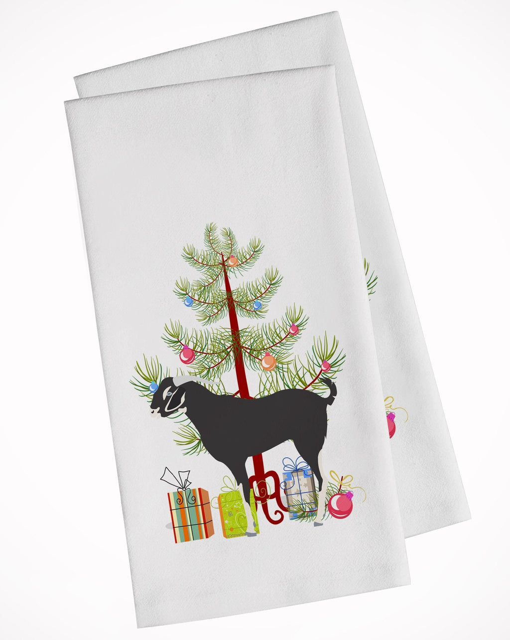 Black Bengal Goat Christmas Kitchen Towel Set of 2 White Dish Towels Decorative Bathroom Hand towel for Hand, Face, Hair, Yoga, Tea, Dishcloth, 19 X 28", White