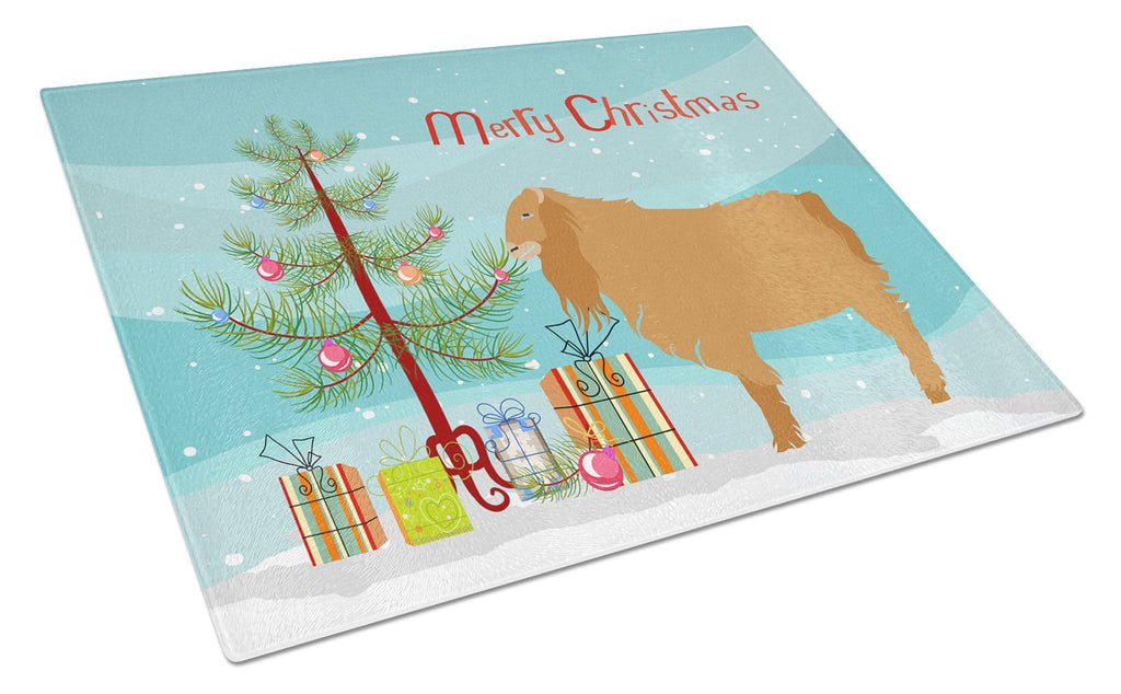 American Lamancha Goat Christmas Cutting Board Tempered Glass Kitchen Cutting Surface, Heat Resistant Chopping, Non-Slip Feet, Food Prep & Serving