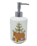American Lamancha Goat Christmas Ceramic Soap Dispenser , Empty Refillable Hand Soap Pump Bottle for Bathroom Kitchen