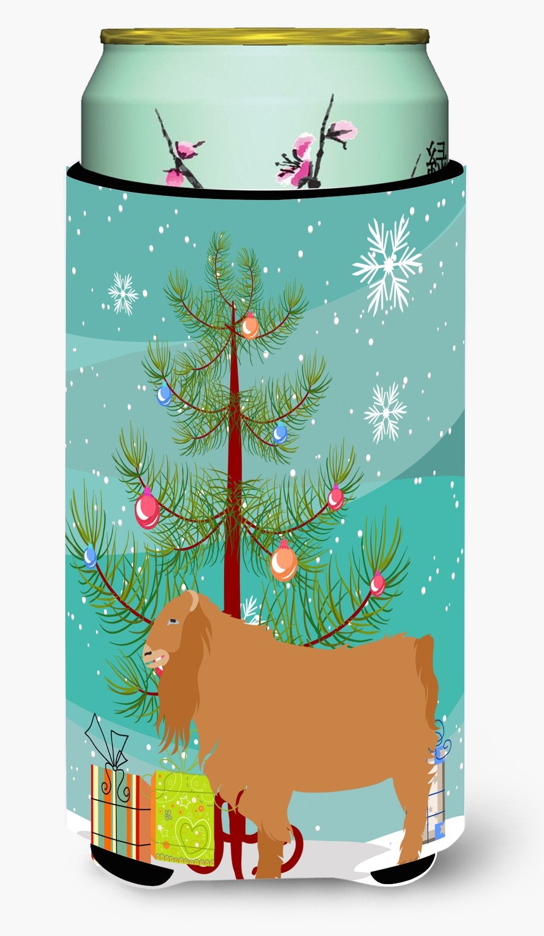 American Lamancha Goat Christmas Tall Boy Hugger Can Cooler Sleeve Machine Washable Drink Collapsible Insulator Beverage Insulated Holder