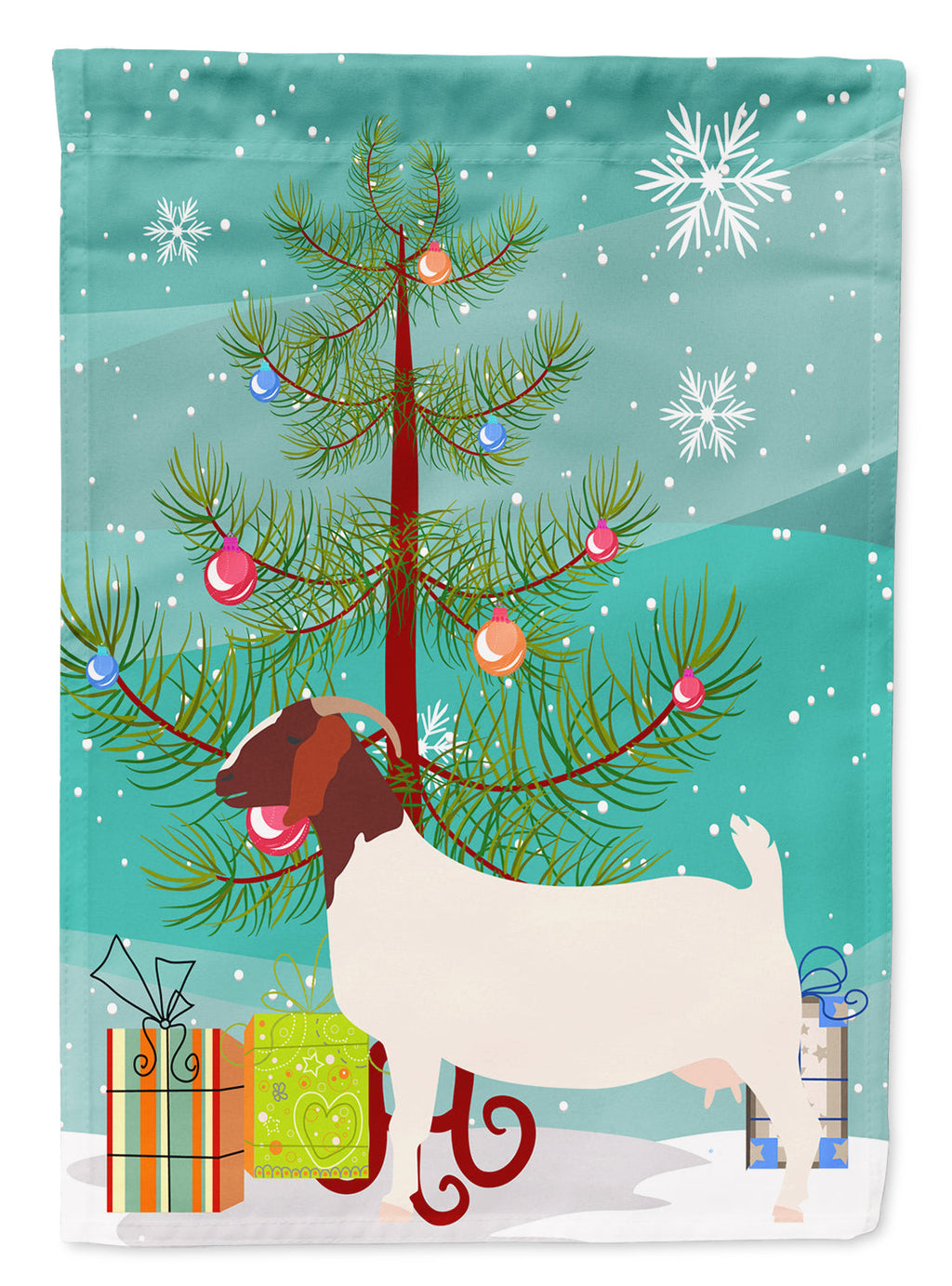 Boer Goat Christmas House Flag 28x40 Porch Sleeve Pole Decorative Outside Yard Banner Artwork Wall Hanging, Polyester