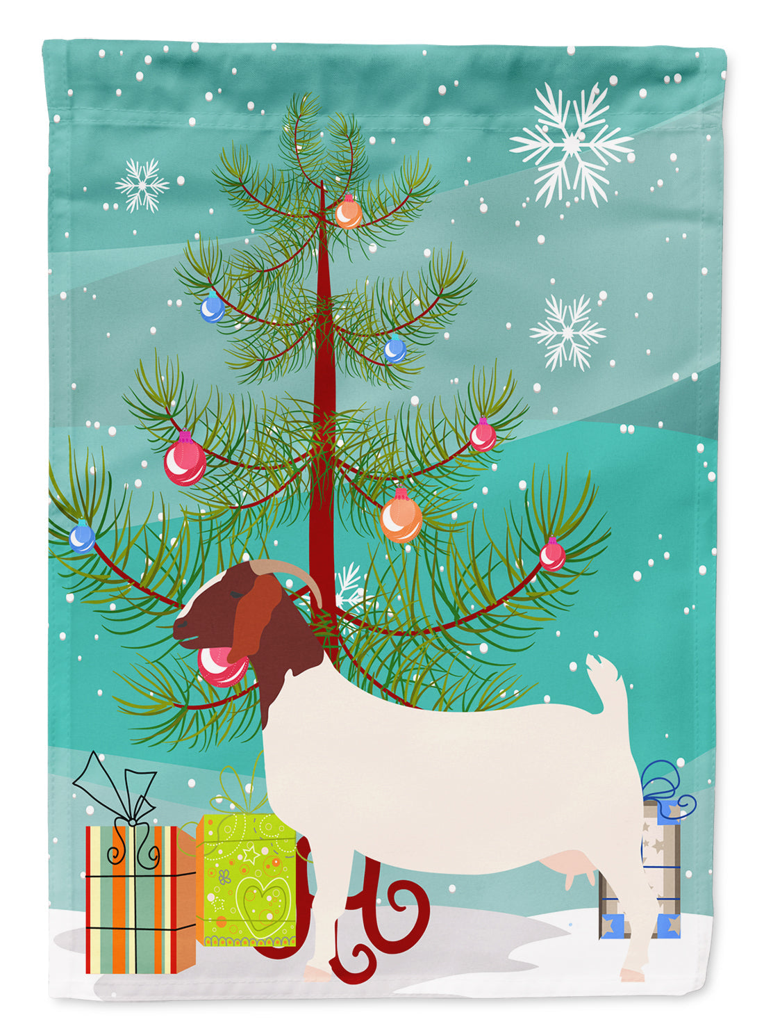 Boer Goat Christmas House Flag 28x40 Porch Sleeve Pole Decorative Outside Yard Banner Artwork Wall Hanging, Polyester