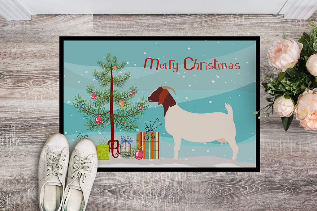 Boer Goat Christmas Doormat Indoor Outdoor 24H X 36W Front Door Mat Rugs for Entryway, Non Slip Washable Low Pile,