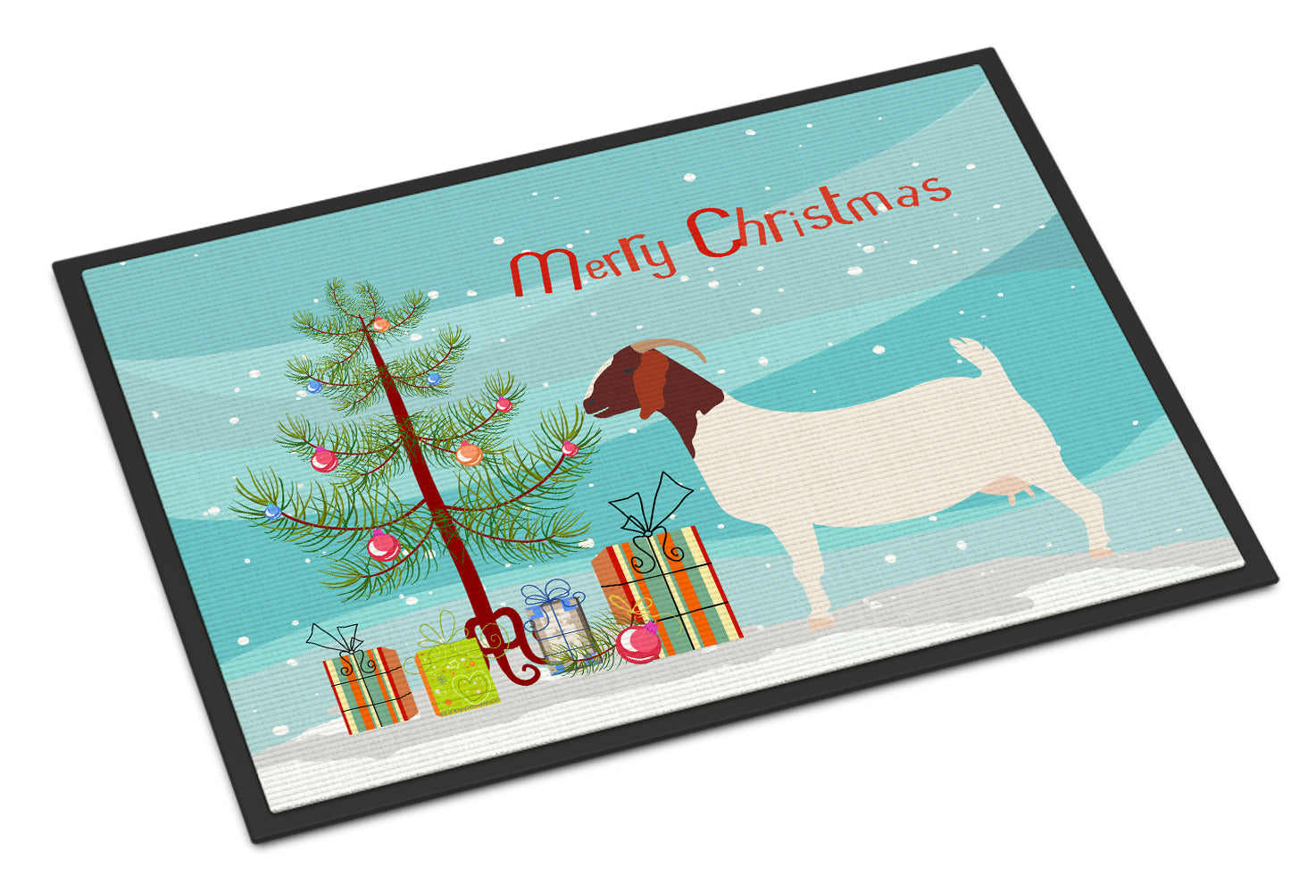 Boer Goat Christmas Doormat Indoor Outdoor 18H X 27W Front Door Mat Rugs for Entryway, Non Slip Washable