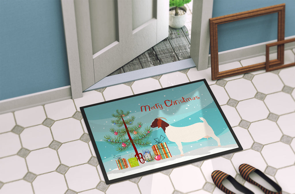Boer Goat Christmas Doormat Indoor Outdoor 18H X 27W Front Door Mat Rugs for Entryway, Non Slip Washable
