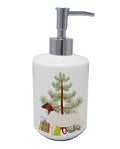 Boer Goat Christmas Ceramic Soap Dispenser , Empty Refillable Hand Soap Pump Bottle for Bathroom Kitchen