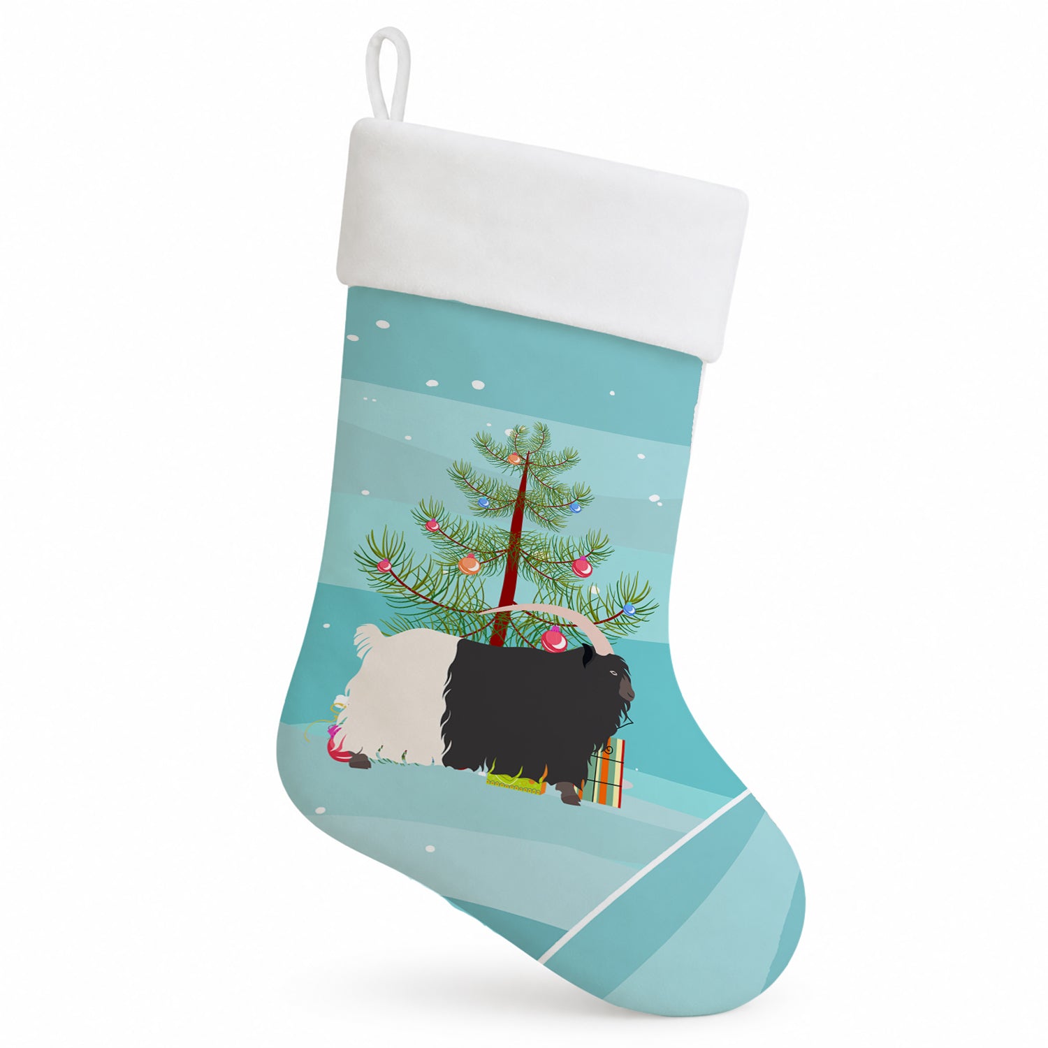 Welsh Black-Necked Goat Christmas Holiday Stocking Double-Sided Print, Polyester Suede,11x18, Made in USA