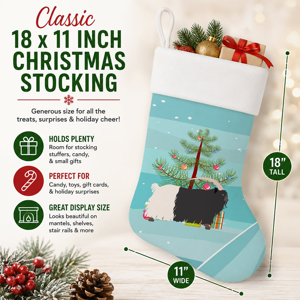 Welsh Black-Necked Goat Christmas Holiday Stocking Double-Sided Print, Polyester Suede,11x18, Made in USA