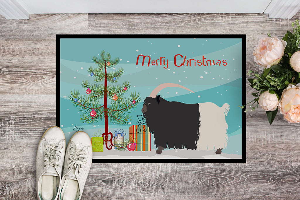 Welsh Black-Necked Goat Christmas Doormat Indoor Outdoor 18H X 27W Front Door Mat Rugs for Entryway, Non Slip Washable