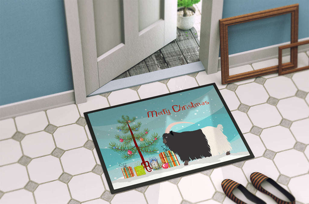 Welsh Black-Necked Goat Christmas Doormat Indoor Outdoor 18H X 27W Front Door Mat Rugs for Entryway, Non Slip Washable