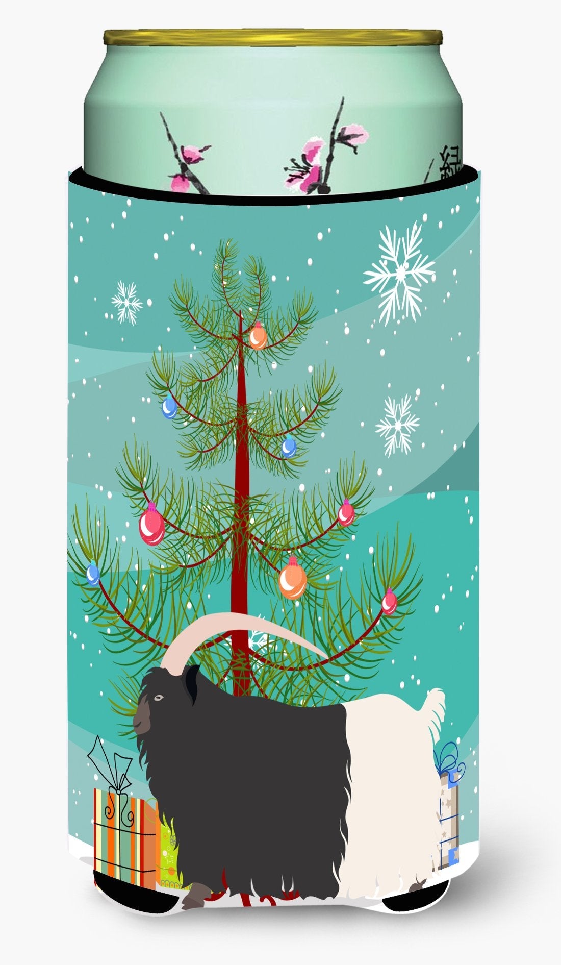 Welsh Black-Necked Goat Christmas Tall Boy Hugger Can Cooler Sleeve Machine Washable Drink Collapsible Insulator Beverage Insulated Holder