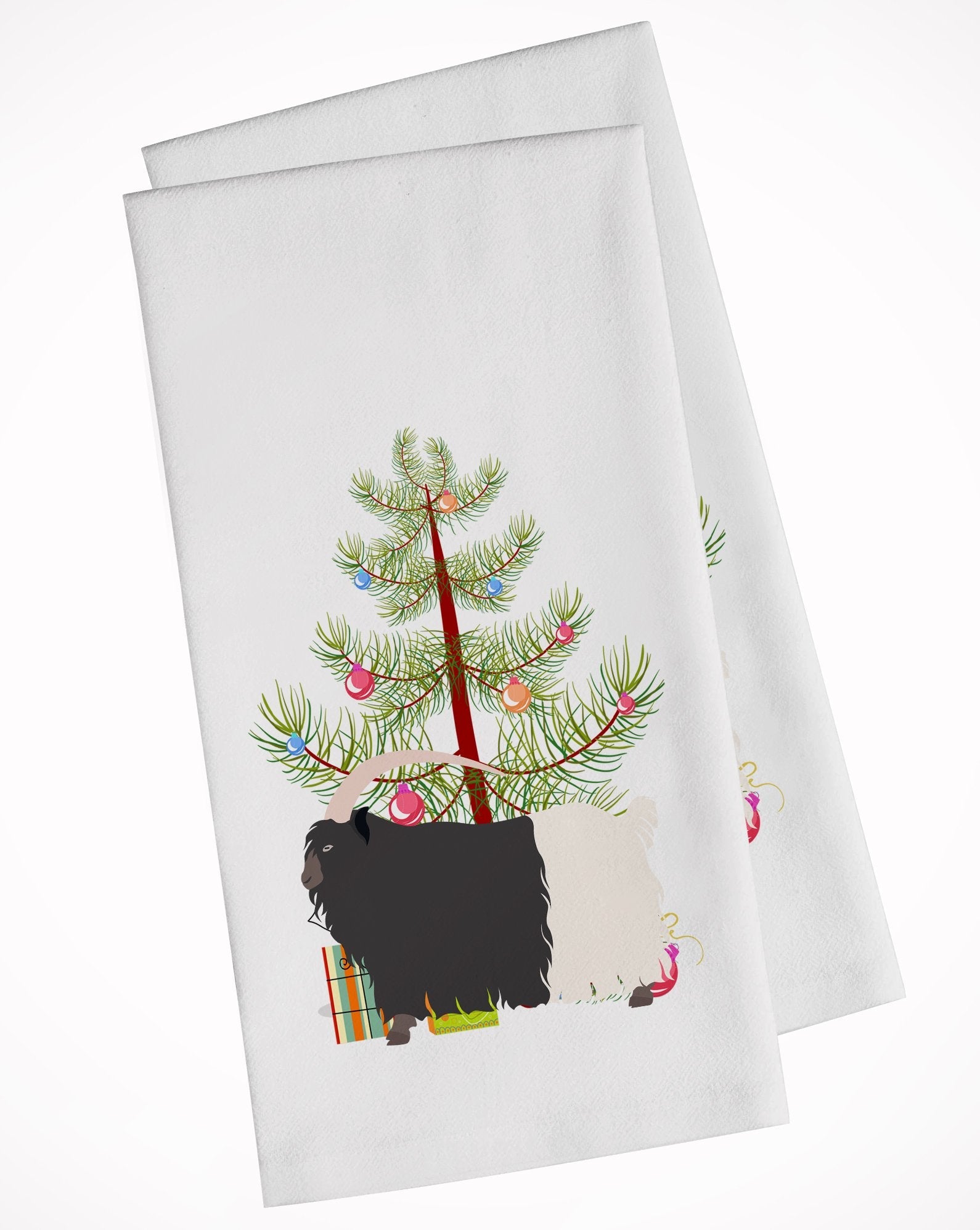 Welsh Black-Necked Goat Christmas Kitchen Towel Set of 2 White Dish Towels Decorative Bathroom Hand towel for Hand, Face, Hair, Yoga, Tea, Dishcloth, 19 X 28", White