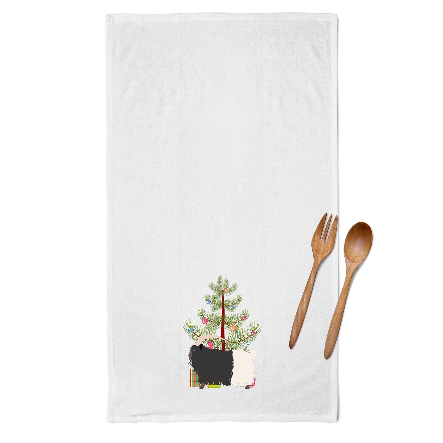 Welsh Black-Necked Goat Christmas Kitchen Towel Set of 2 White Dish Towels Decorative Bathroom Hand towel for Hand, Face, Hair, Yoga, Tea, Dishcloth, 19 X 28", White