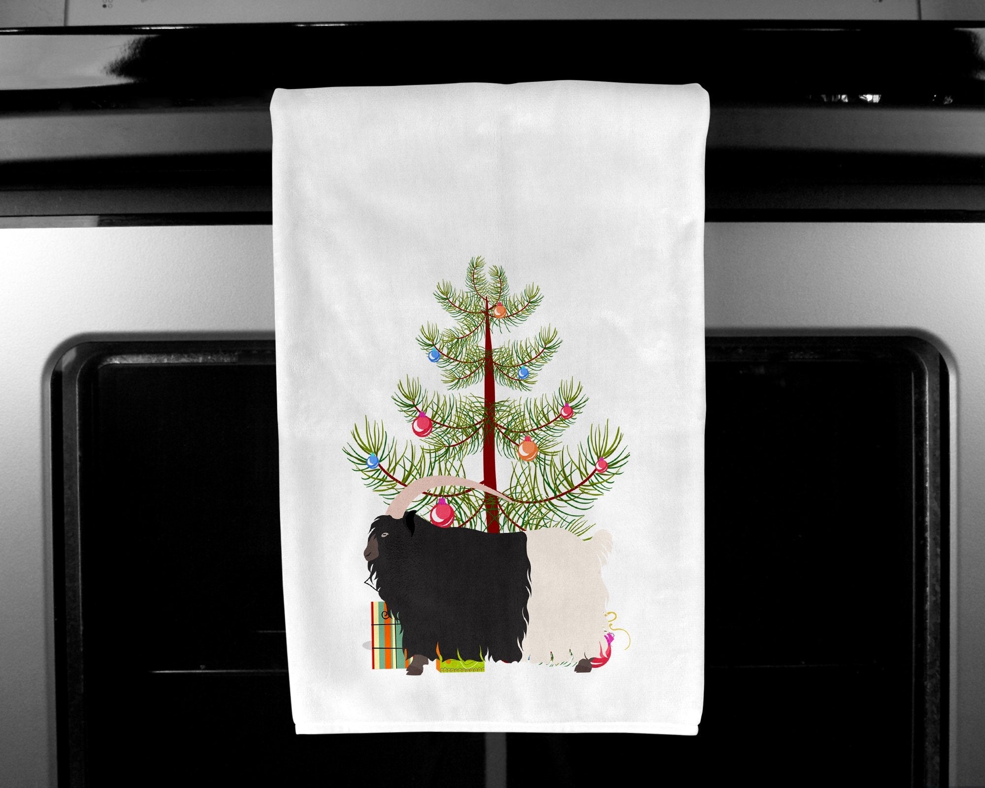 Welsh Black-Necked Goat Christmas Kitchen Towel Set of 2 White Dish Towels Decorative Bathroom Hand towel for Hand, Face, Hair, Yoga, Tea, Dishcloth, 19 X 28", White