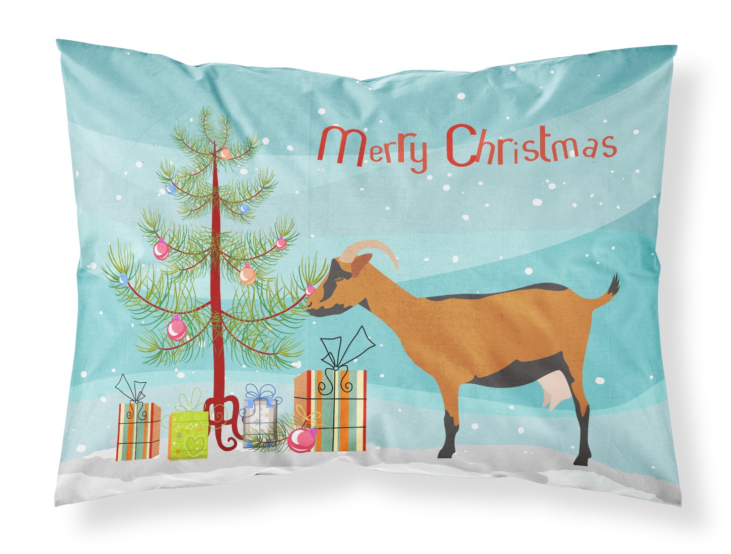 Oberhasli Goat Christmas Standard Pillowcase Lightweight Super Soft Easy Care Decorative Artwork Pillowcase, Standard