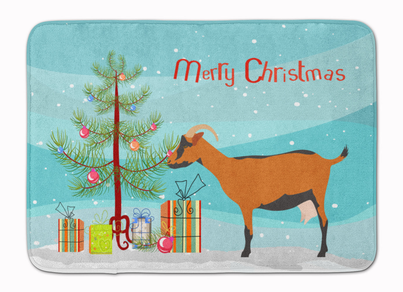 Oberhasli Goat Christmas Memory Foam Kitchen Mat Machine Washable Anti-Fatigue Cushion Comfort Bath or Kitchen Rug