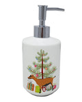 Oberhasli Goat Christmas Ceramic Soap Dispenser , Empty Refillable Hand Soap Pump Bottle for Bathroom Kitchen