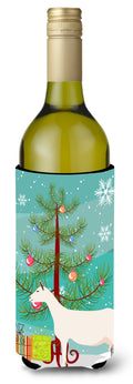 Saanen Goat Christmas Wine Bottle Hugger Gift Sleeve for Standard 750 ml Bottles, Insulated Reusable Also Fits Mini Shot & Pint Bottles