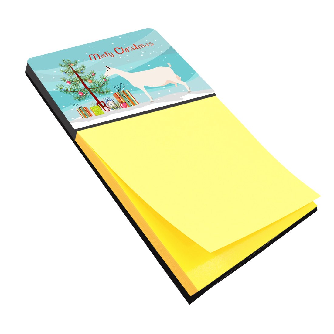 Saanen Goat Christmas Watercolor Sticky Note Holder Refillable Dispenser Desk Accessory 3x3 Pad Gift