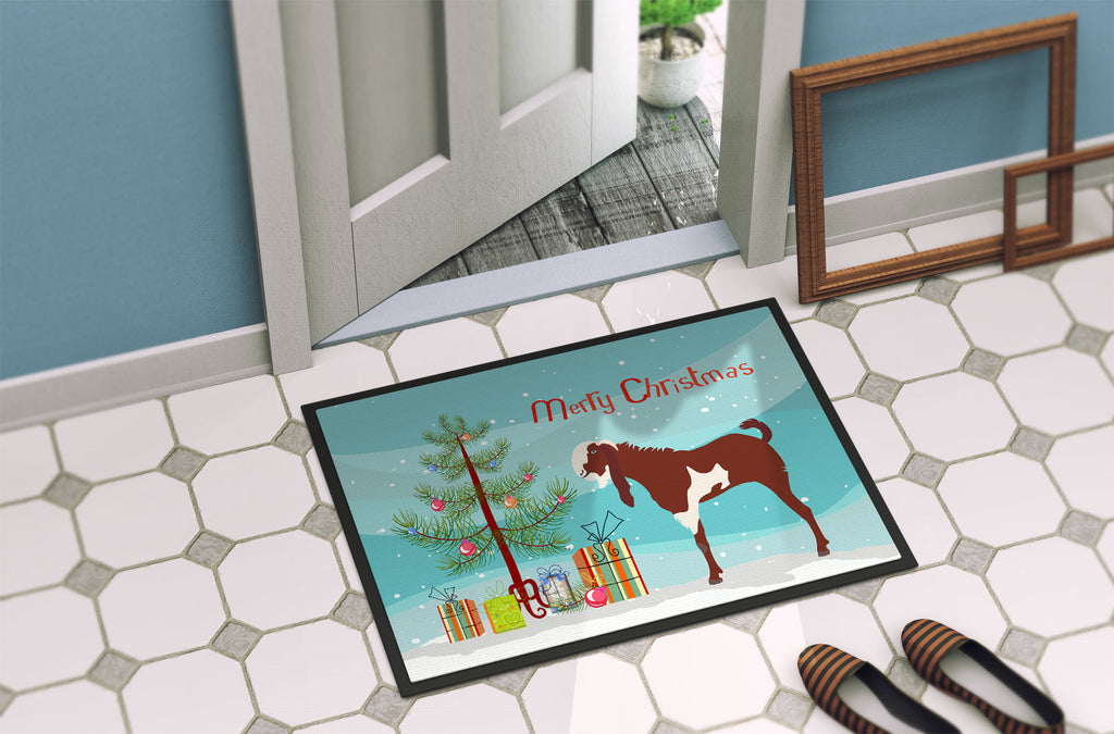 Jamnapari Goat Christmas Doormat Indoor Outdoor 18H X 27W Front Door Mat Rugs for Entryway, Non Slip Washable