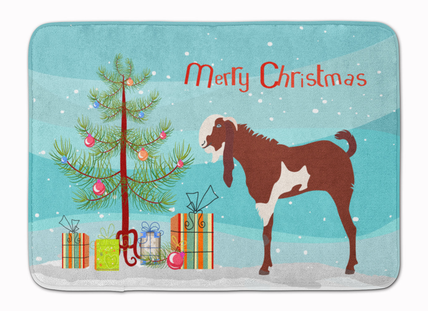 Jamnapari Goat Christmas Memory Foam Kitchen Mat Machine Washable Anti-Fatigue Cushion Comfort Bath or Kitchen Rug