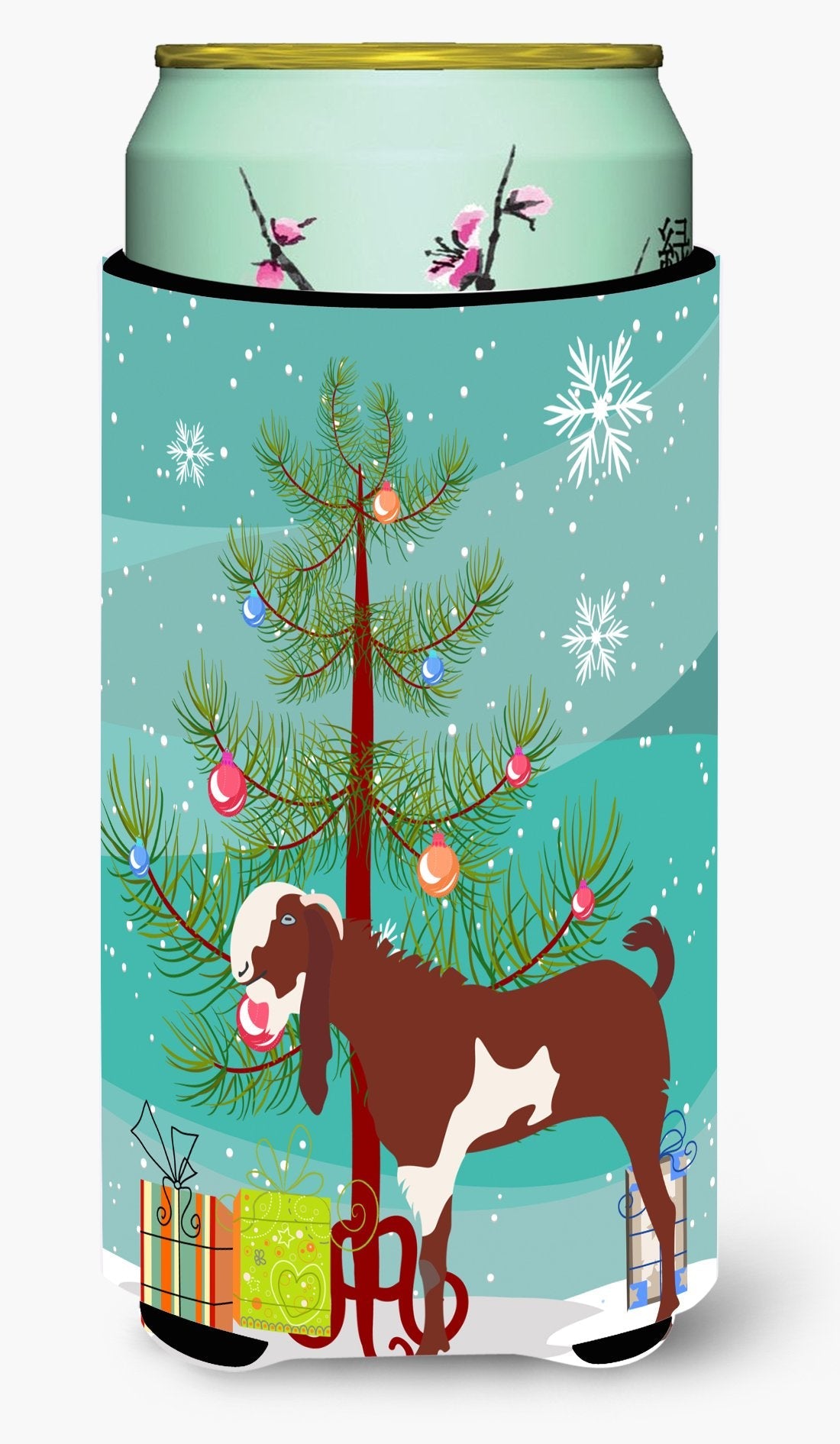 Jamnapari Goat Christmas Tall Boy Hugger Can Cooler Sleeve Machine Washable Drink Collapsible Insulator Beverage Insulated Holder