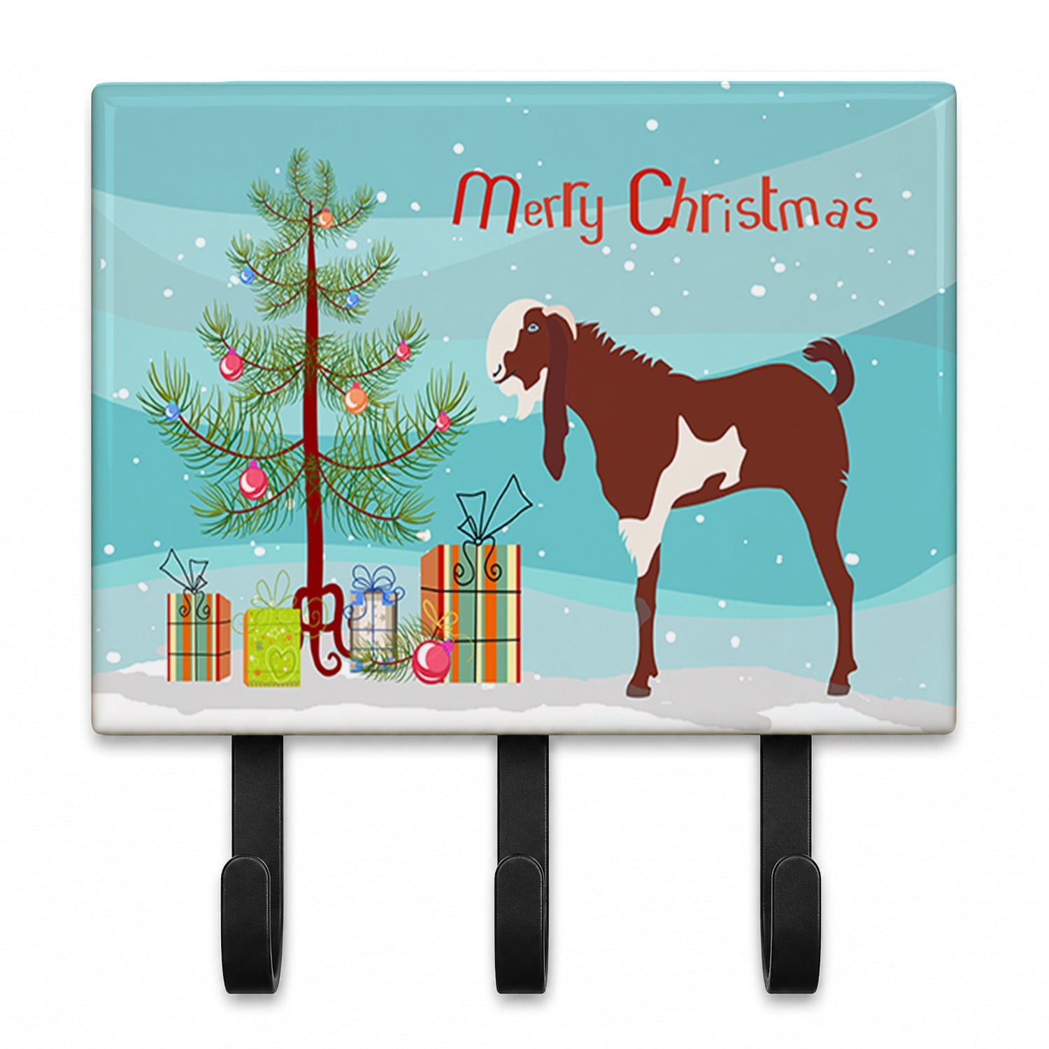 Jamnapari Goat Christmas Leash or Key Holder Wall Hooks, Coat Rack Wall Mount, for Hanging Keys, Towels, Aprons, Leashes