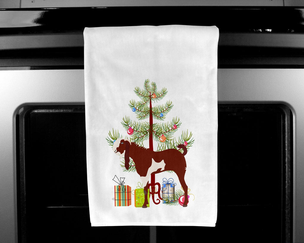 Jamnapari Goat Christmas Kitchen Towel Set of 2 White Dish Towels Decorative Bathroom Hand towel for Hand, Face, Hair, Yoga, Tea, Dishcloth, 19 X 28", White