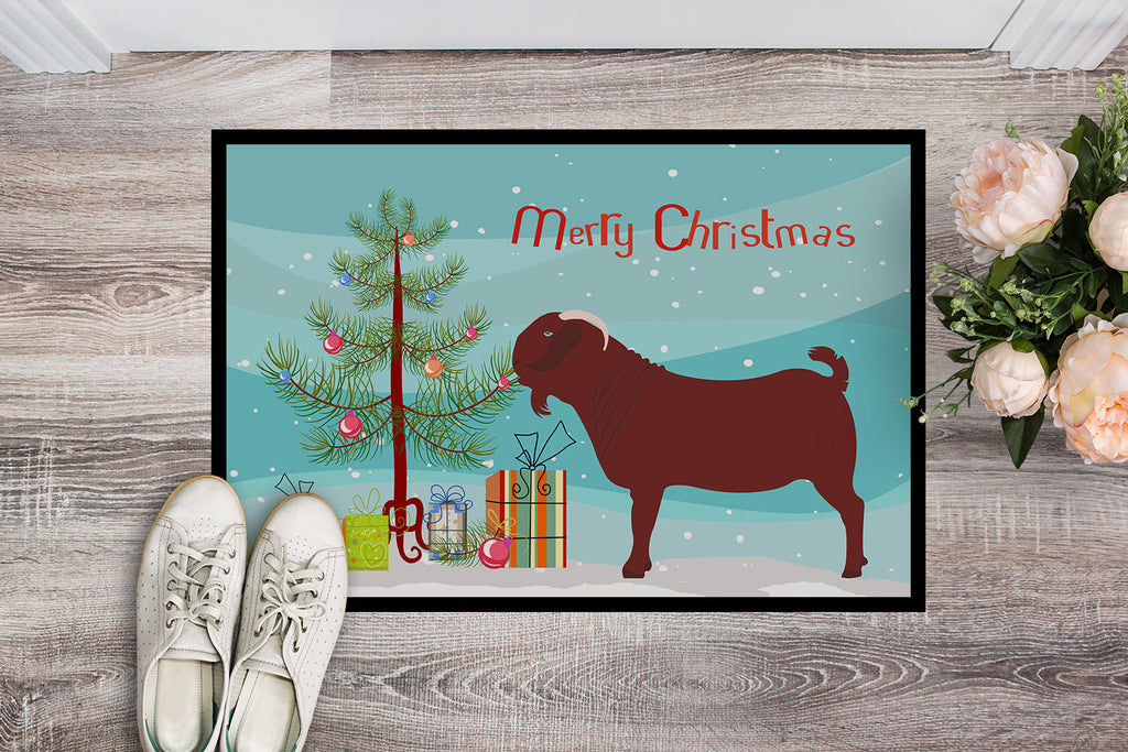 Kalahari Red Goat Christmas Doormat Indoor Outdoor 18H X 27W Front Door Mat Rugs for Entryway, Non Slip Washable