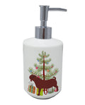 Kalahari Red Goat Christmas Ceramic Soap Dispenser , Empty Refillable Hand Soap Pump Bottle for Bathroom Kitchen