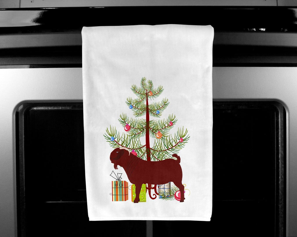 Kalahari Red Goat Christmas Kitchen Towel Set of 2 White Dish Towels Decorative Bathroom Hand towel for Hand, Face, Hair, Yoga, Tea, Dishcloth, 19 X 28", White