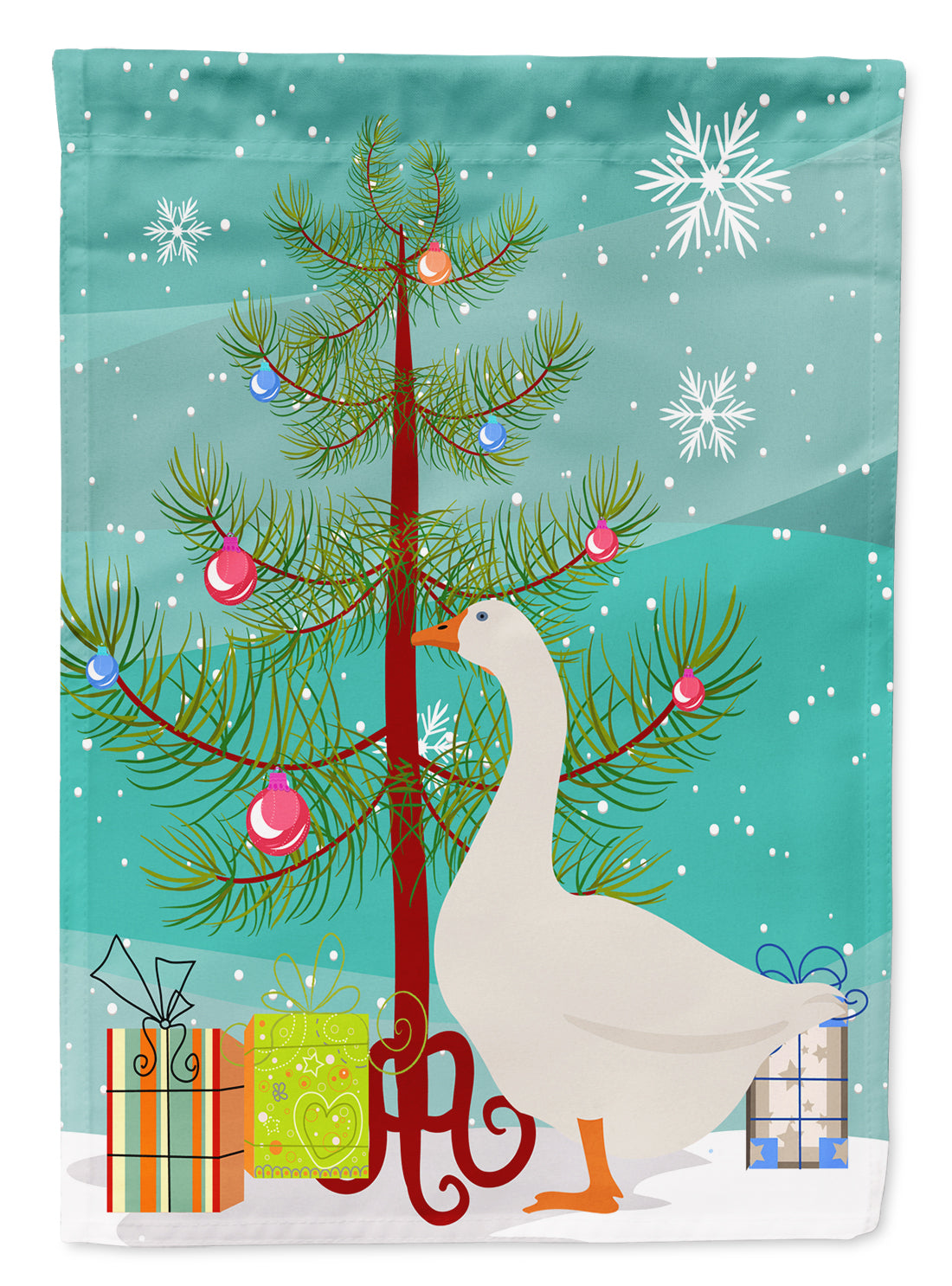 Embden Goose Christmas House Flag 28x40 Porch Sleeve Pole Decorative Outside Yard Banner Artwork Wall Hanging, Polyester