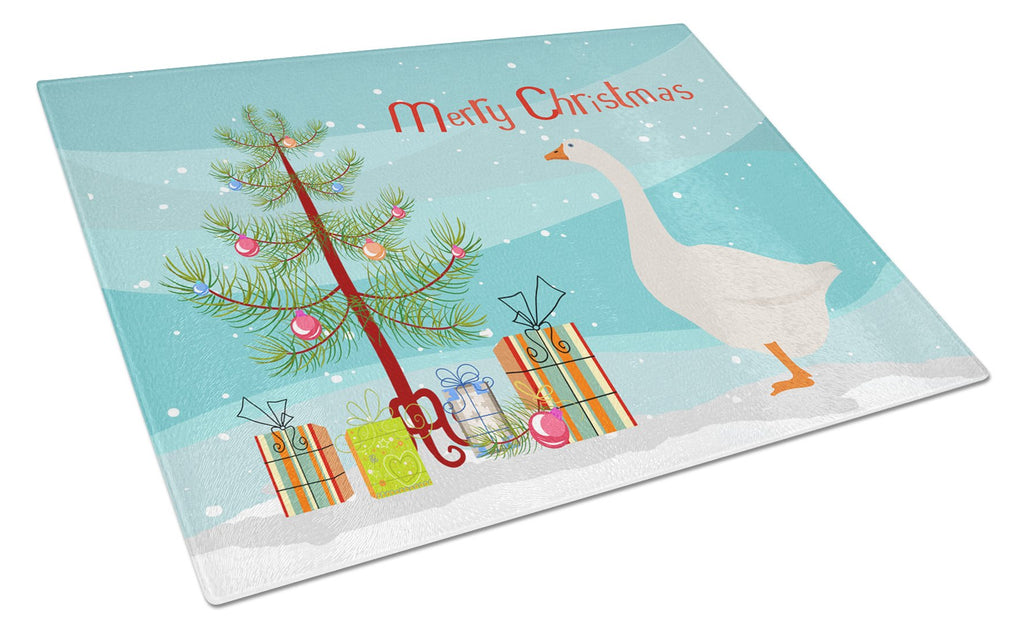 Embden Goose Christmas Cutting Board Tempered Glass Kitchen Cutting Surface, Heat Resistant Chopping, Non-Slip Feet, Food Prep & Serving