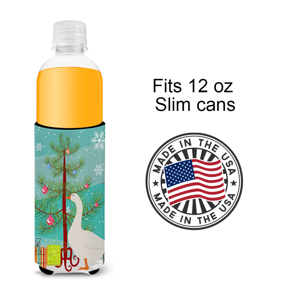 Embden Goose Christmas Slim Can Hugger , Insulated Foam Hugger for 12 oz Slim Cans, Beer Bottles & Water Bottles, Printed in USA