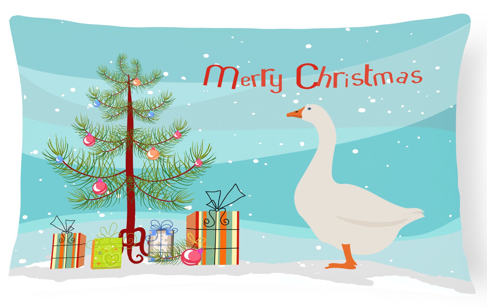 Embden Goose Christmas Decorative Throw Pillow 12x16 Indoor Outdoor Accent Cushion, Fabric Cover with Insert for Sofa, Bed, Porch & Living Room