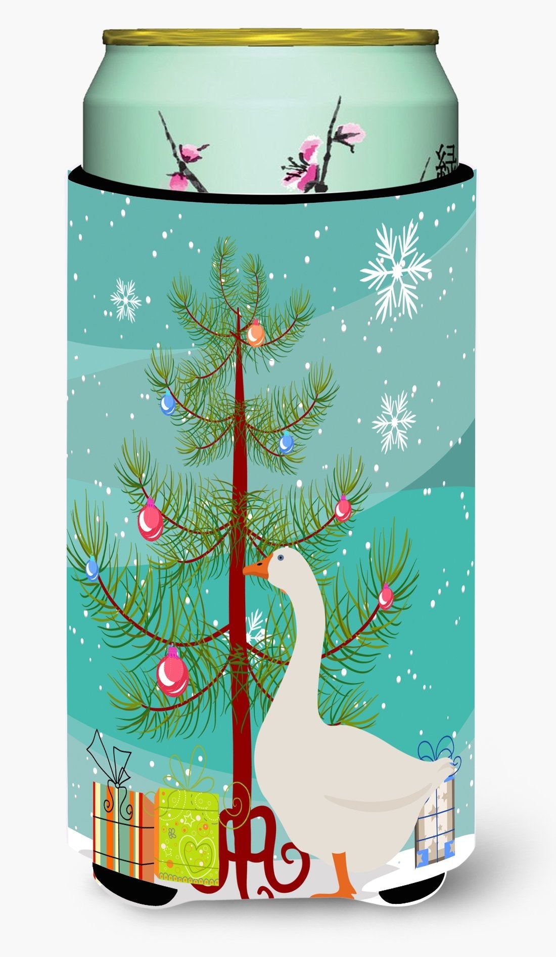 Embden Goose Christmas Tall Boy Hugger Can Cooler Sleeve Machine Washable Drink Collapsible Insulator Beverage Insulated Holder