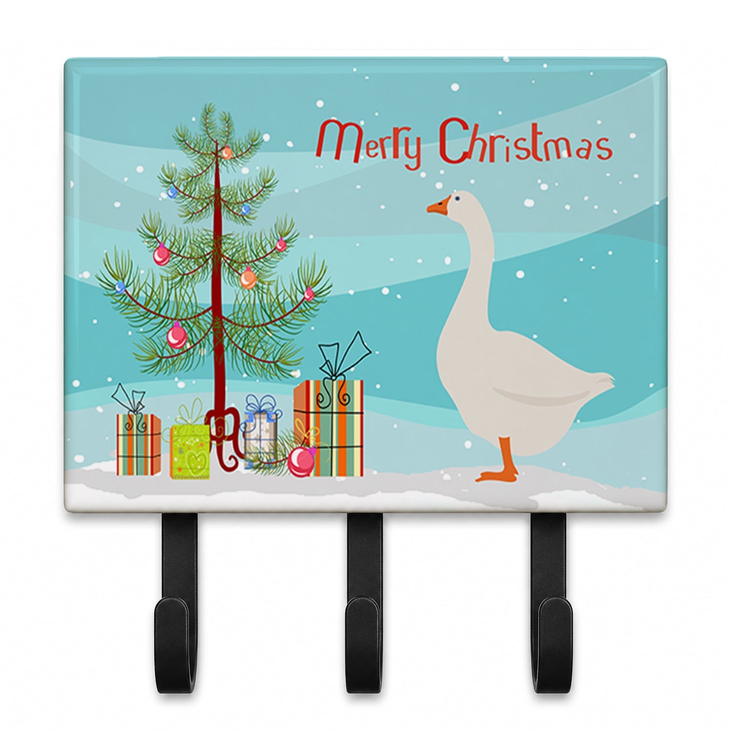 Embden Goose Christmas Leash or Key Holder Wall Hooks, Coat Rack Wall Mount, for Hanging Keys, Towels, Aprons, Leashes