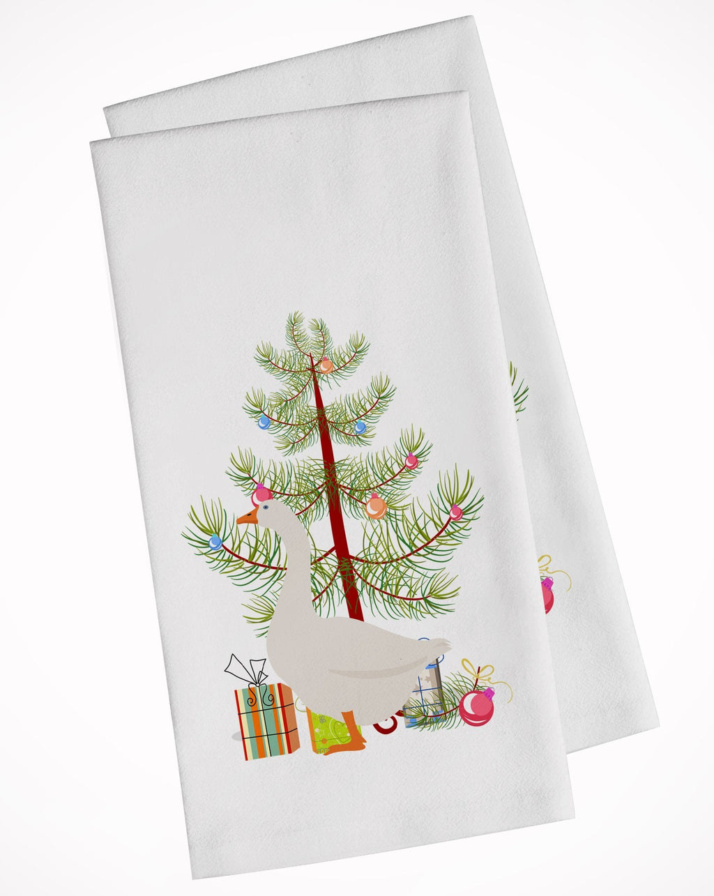 Embden Goose Christmas Kitchen Towel Set of 2 White Dish Towels Decorative Bathroom Hand towel for Hand, Face, Hair, Yoga, Tea, Dishcloth, 19 X 28", White