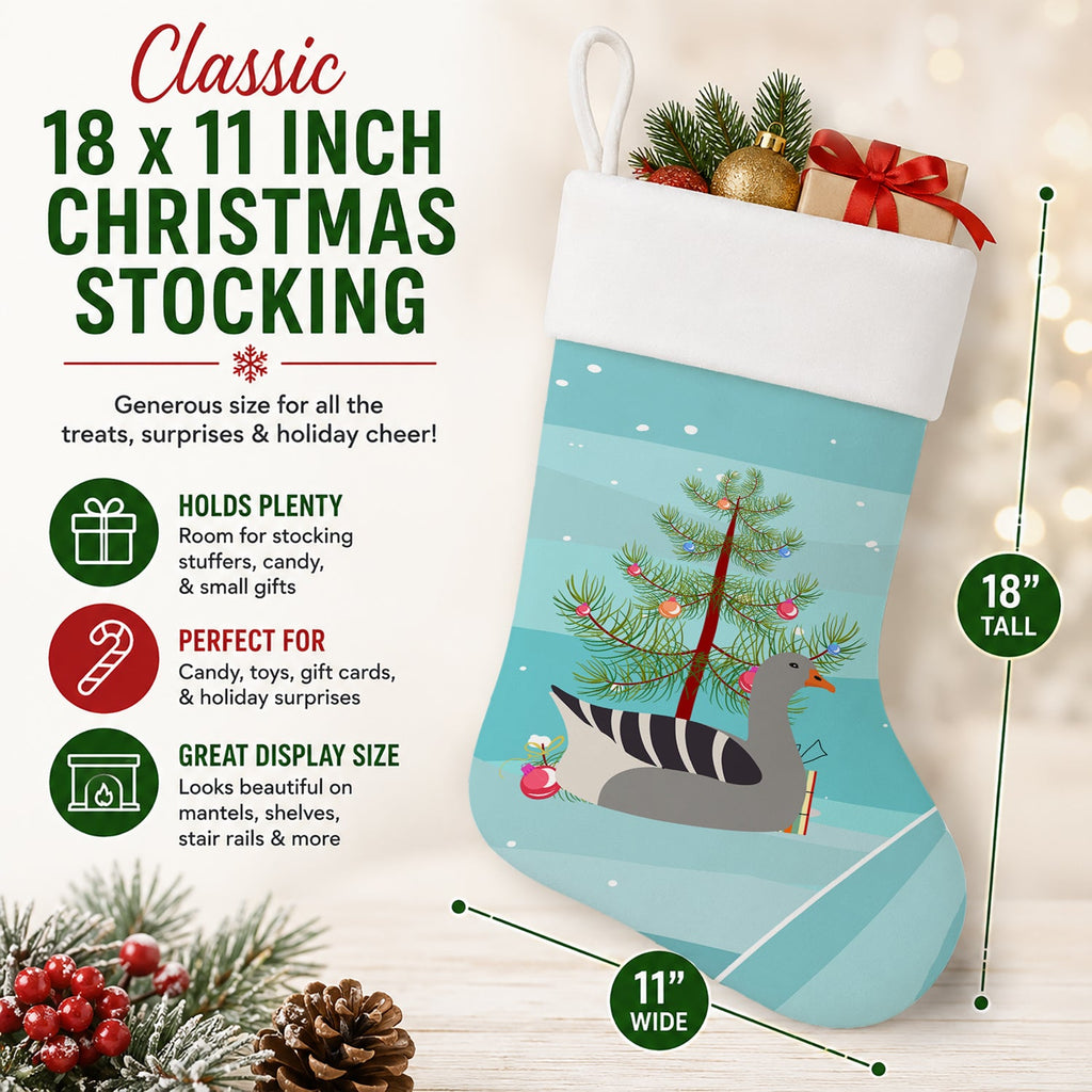 Pilgrim Goose Christmas Holiday Stocking Double-Sided Print, Polyester Suede,11x18, Made in USA