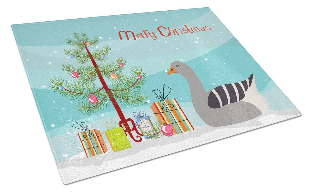 Pilgrim Goose Christmas Cutting Board Tempered Glass Kitchen Cutting Surface, Heat Resistant Chopping, Non-Slip Feet, Food Prep & Serving