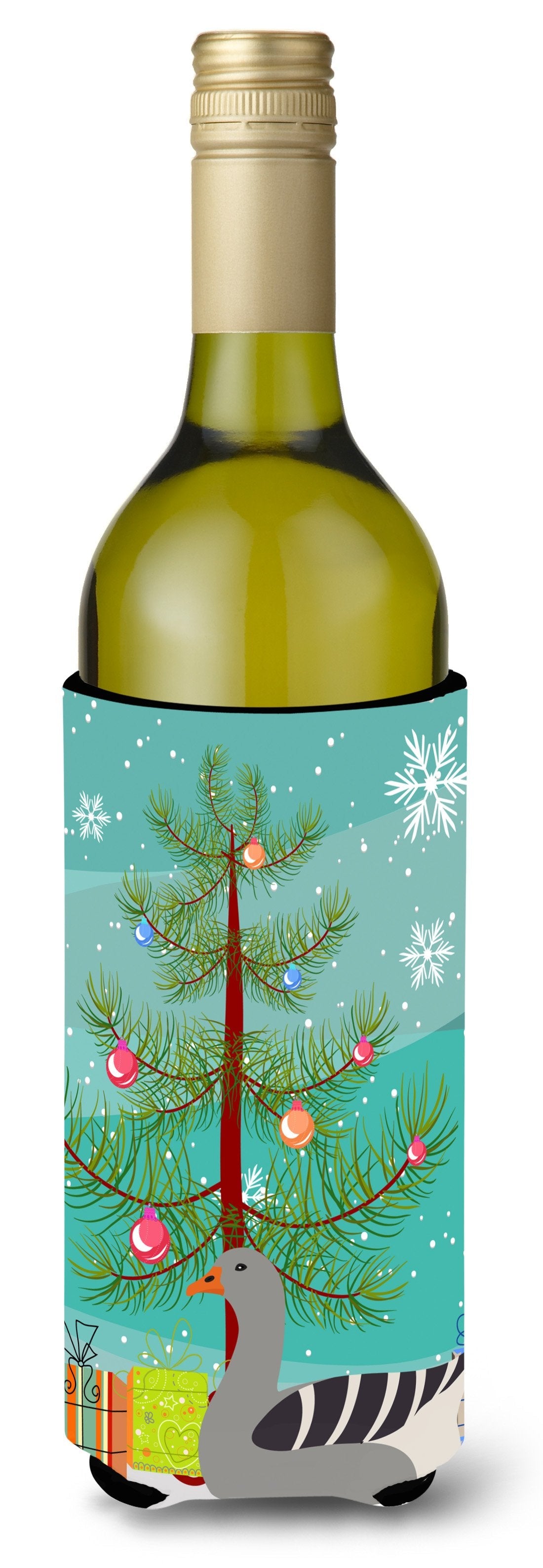 Pilgrim Goose Christmas Wine Bottle Hugger Gift Sleeve for Standard 750 ml Bottles, Insulated Reusable Also Fits Mini Shot & Pint Bottles