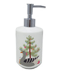 Pilgrim Goose Christmas Ceramic Soap Dispenser , Empty Refillable Hand Soap Pump Bottle for Bathroom Kitchen