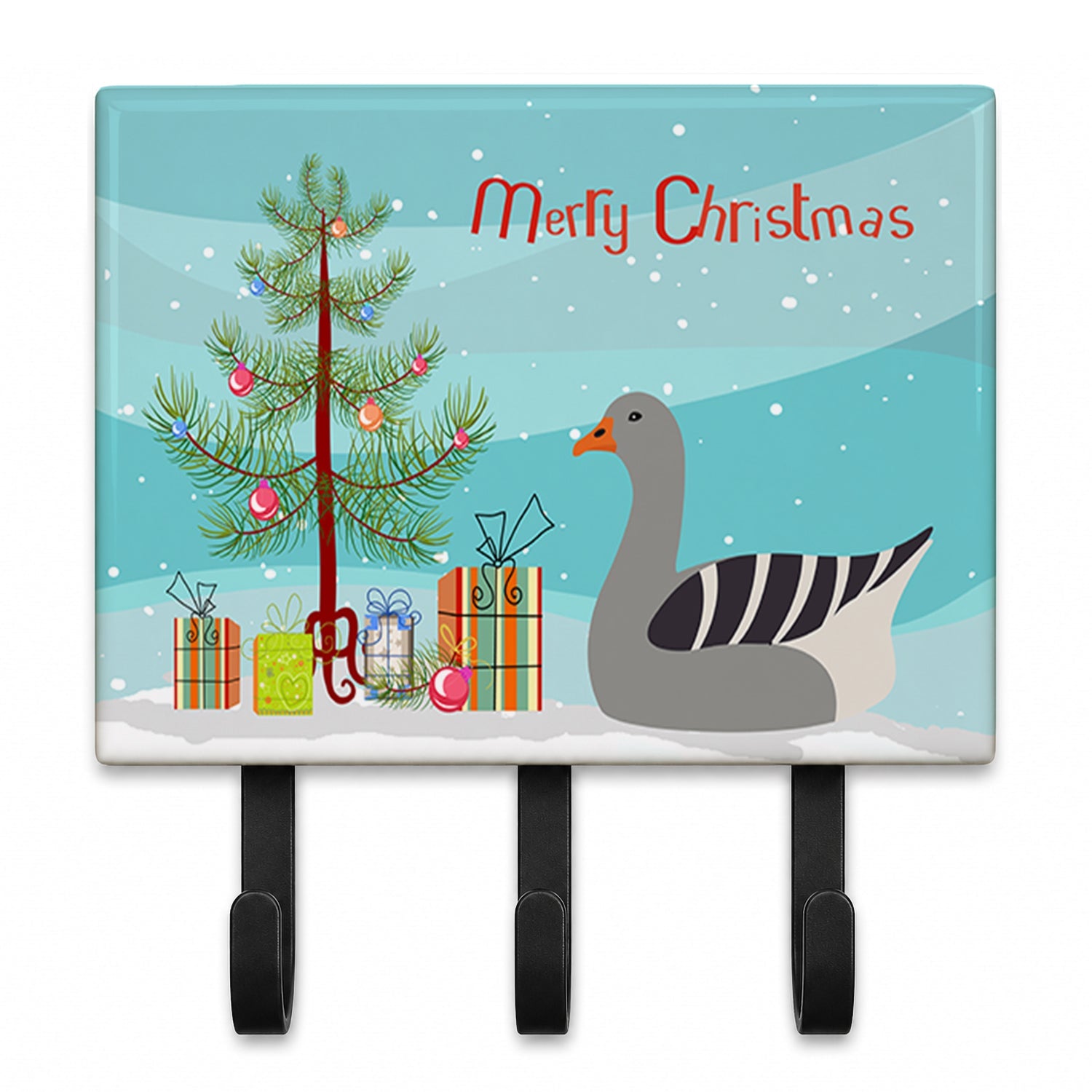 Pilgrim Goose Christmas Leash or Key Holder Wall Hooks, Coat Rack Wall Mount, for Hanging Keys, Towels, Aprons, Leashes