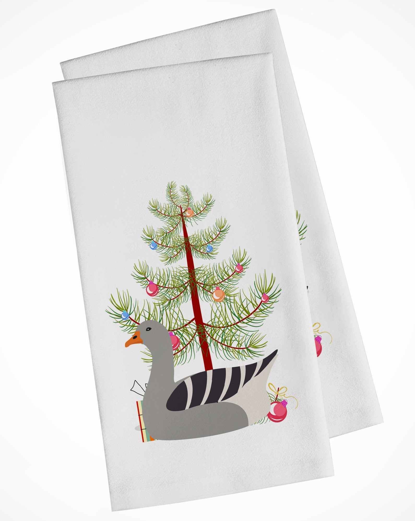 Pilgrim Goose Christmas Kitchen Towel Set of 2 White Dish Towels Decorative Bathroom Hand towel for Hand, Face, Hair, Yoga, Tea, Dishcloth, 19 X 28", White